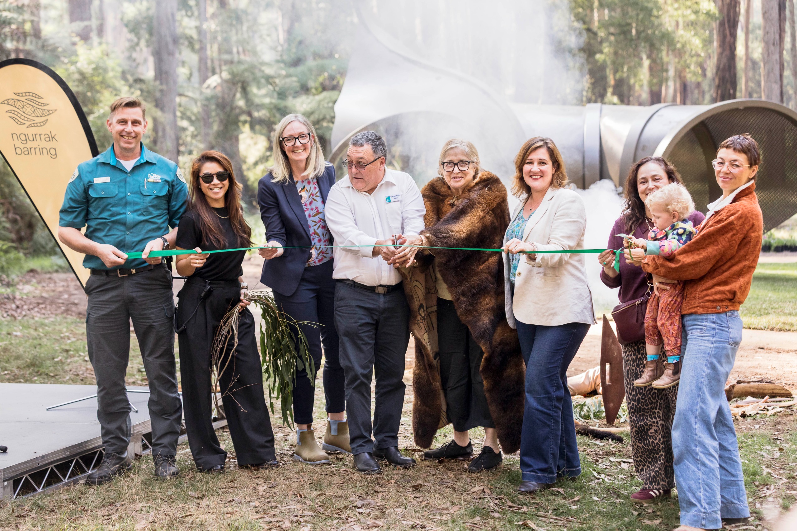 Cutting the ribbon to open ngurrak barring