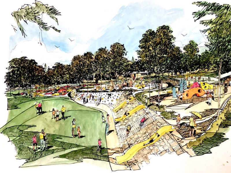 Artist impression of playspace at McDermott Avenue Reserve