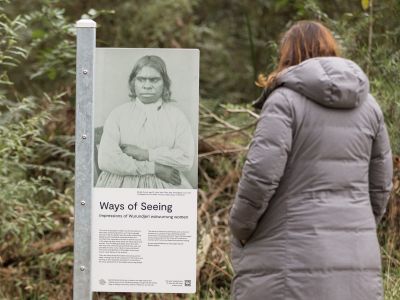 looking at a sign